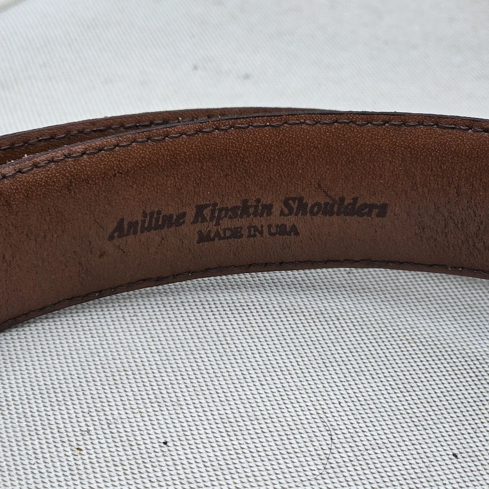 Johnston & Murphy Leather Brown Braided Belt‎ Aniline Kipskin Handcrafted 36 USA